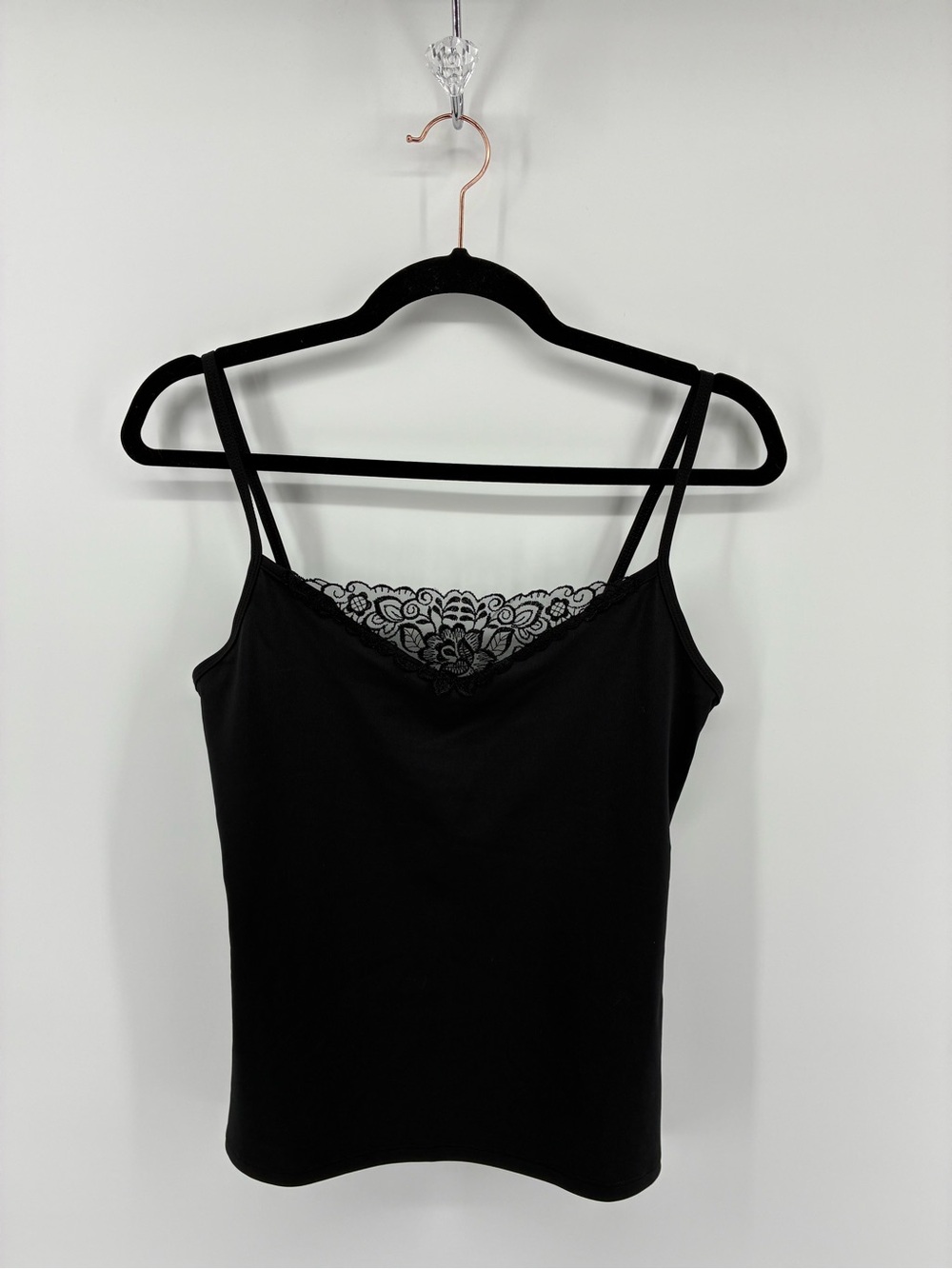 Vintage Vanity Fair Black Lace-Trim Cami Tank Top